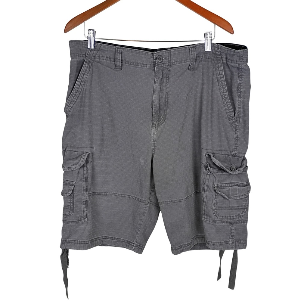 Beverly Hills Polo Club Mens Grey Ripstop Cargo Shorts Size 38 Utility Outdoor
